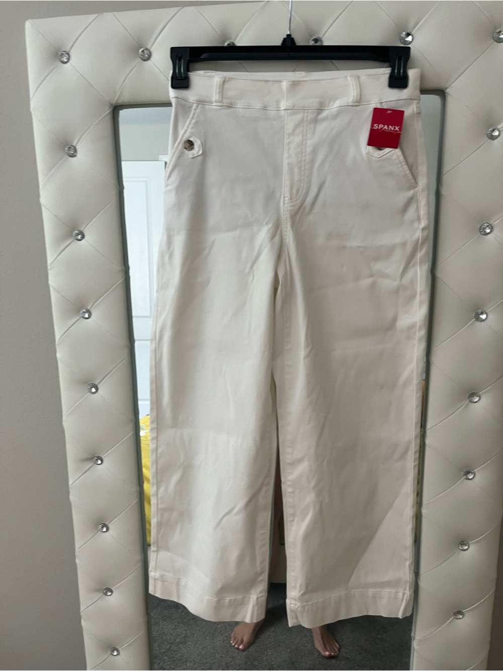 SPANX Cream Wide-Leg Pull-On Pants